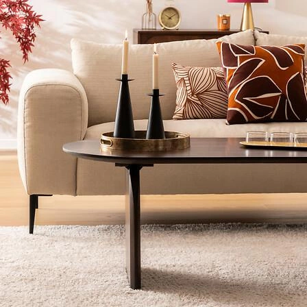 Stolik kawowy Isana owalny drewniany do salonu nowoczesny brązowy Atmosphera 120x60 cm