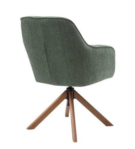 Krzesło tapicerowane obrotowe Avola do jadalni zielone dąb