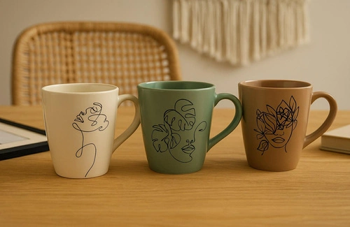 Kubek Visage 350ml zielony boho z ceramiki szkliwionej do kawy i herbaty