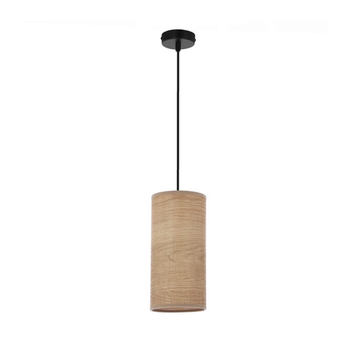 Lampa wisząca Ballo czarny 1x60 E27  abażur orzechowy