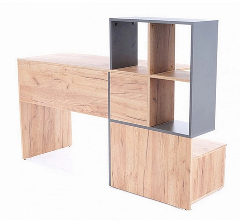 Biurko nowoczesne z półkami i szufladą Garos 2 dąb wotan antracyt do pracy i nauki