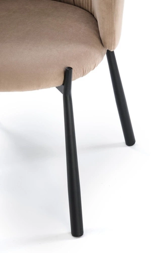Krzesło tapicerowane welurowe Itzal beżowe do jadalni nowoczesne z czarnymi nogami Intesi