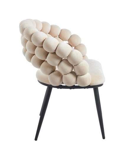 Krzesło tapicerowane welur Bulle VIC beżowe z podłokietnikami do jadalni i salonu Intesi