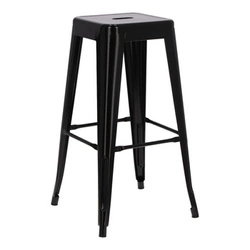 Hoker Paris 75 cm czarny metalowy bez oparcia do kuchni i wyspy inspirowany Tolix industrialny