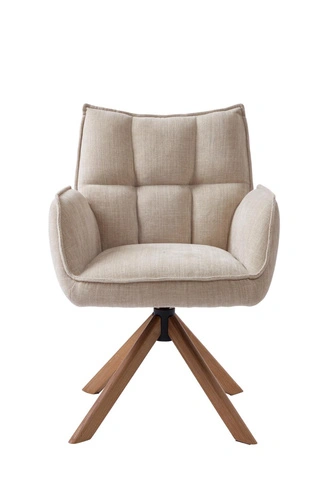 Krzesło do jadalni Marilla tapicerowane obrotowe z podłokietnikami