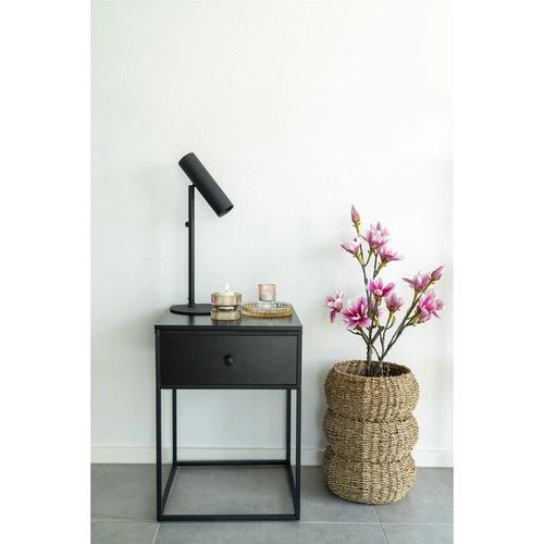 Szafka nocna Intesi Vita czarna 40 cm z szufladą, loftowy styl, nowoczesny design