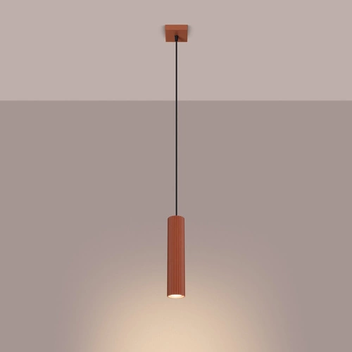 Lampa wisząca KARBON 1 czerwona minimalistyczna regulowana do salonu i nad wyspę