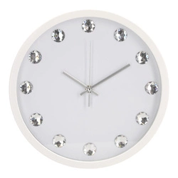 Zegar ścienny Intesi Diamanti biały 30 cm nowoczesny do salonu ze szkła z cyrkoniami