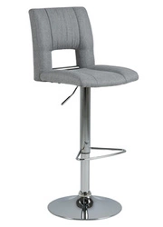 Hoker Sylvia szary tapicerowany z oparciem, regulowany, obrotowy do kuchni i wyspy nowoczesny Actona