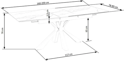 Stół rozkładany do jadalni Venores biały marmur nowoczesny glamour 160–200 cm Intesi