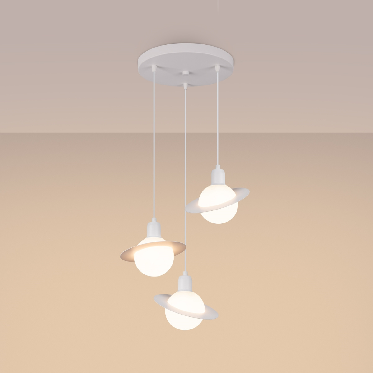 Lampa wisząca kula HYPERION 3P biała nowoczesna regulowana do salonu i jadalni