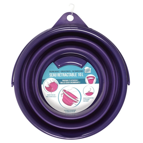 Intesi wiadro składane 10L fioletowe do ogrodu silikonowe lekkie z uchwytem zajmuje mało miejsca