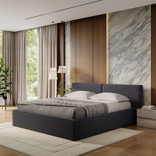 Łóżko tapicerowane Britney 160x200 szare z pojemnikiem nowoczesne do sypialni