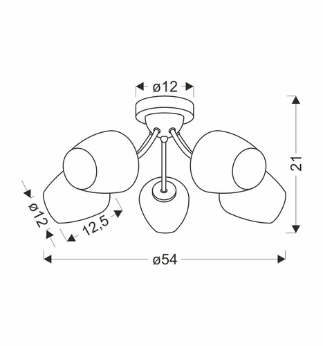 Lampa sufitowa Zina klasyczna szklana patynowa 5-punktowa do salonu i jadalni