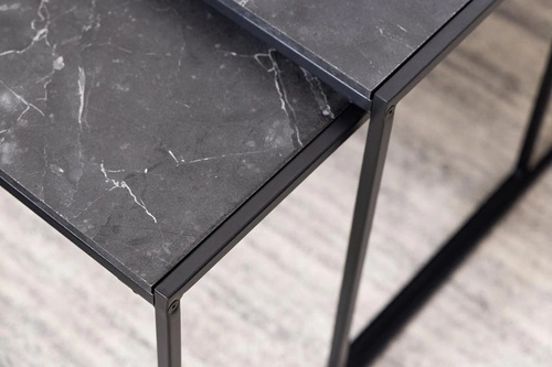 Komplet stolików kawowych Infinity czarny marmur prostokątny nowoczesny loft do salonu Actona