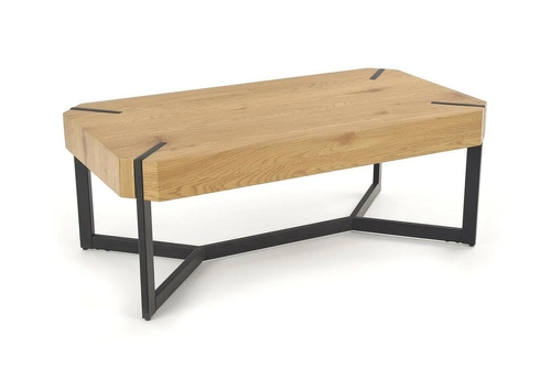 Stolik kawowy Frada prostokątny loftowy dąb złoty czarny 110x60 cm do salonu Intesi