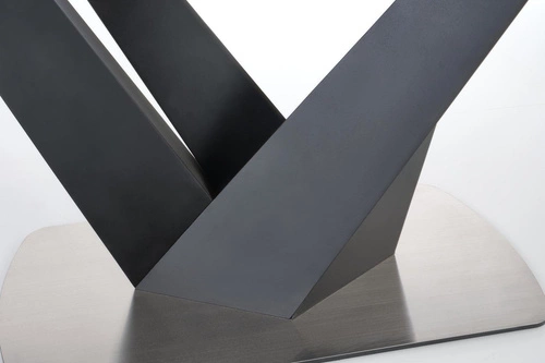 Stół rozkładany do jadalni Veneza nowoczesny szklany ciemny popielaty na czarnej nodze 160-200 cm