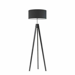Lampa podłogowa drewniana HAITI z grafitowym abażurem glamour do salonu lub sypialni Lysne