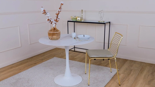 Krzesło metalowe Summer SCAB Design złote z poduszką nowoczesne do ogrodu i tarasu