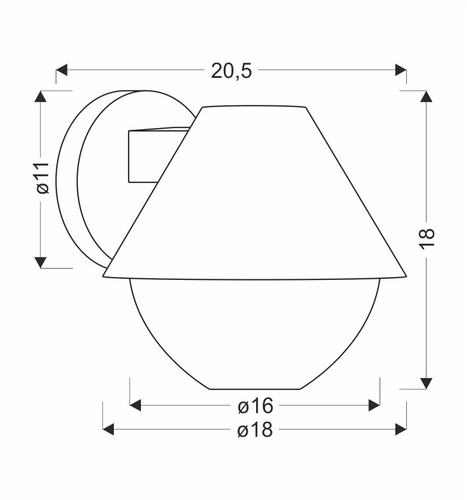 Kinkiet zewnętrzny Hendera lampa ogrodowa 20,5x17,5 czarny 1x40W E27 klosz stożek IP44