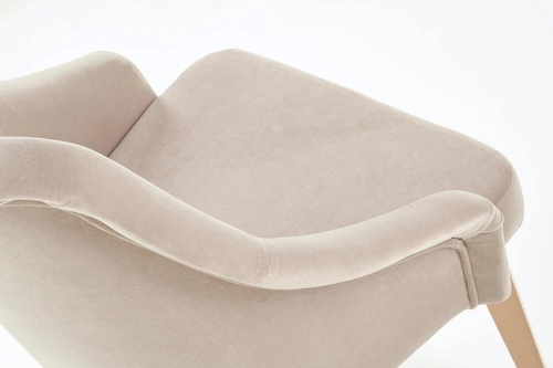 Krzesło tapicerowane welurowe Alain Intesi do jadalni i salonu beżowe z podłokietnikami