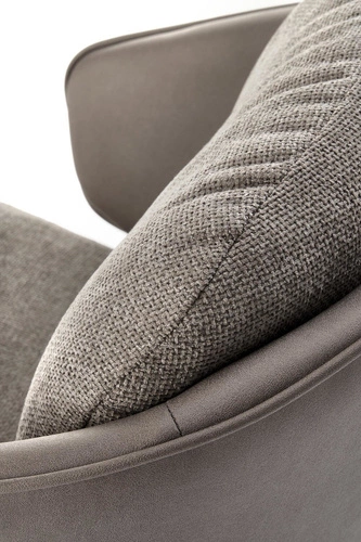 Krzesło obrotowe Arleth Intesi tapicerowane szare z podłokietnikami do biura i salonu