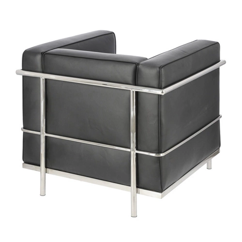 Fotel wypoczynkowy Kubik czarna skóra naturalna nowoczesny do salonu inspirowany LC2