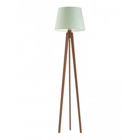 Lampa podłogowa Curacao Lysne nowoczesna drewniana z abażurem miętowym do salonu 158 cm