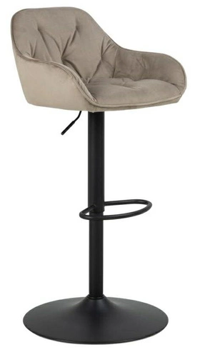Hoker Brooke VIC beżowy aksamitny z oparciem i podłokietnikami obrotowy regulowany do kuchni