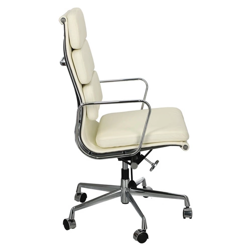Fotel biurowy ergonomiczny CH2191 PREMIUM EA219 skóra naturalna biały obrotowy do biura