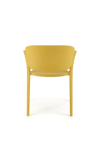 Krzesło Nadine do jadalni i ogrodu z tworzywa sztucznego, musztardowe, nowoczesne, sztaplowane