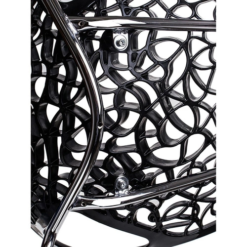 Krzesło Cepelia inspirowane Caprice czarne ażurowe z tworzywa sztaplowane nowoczesne do kuchni