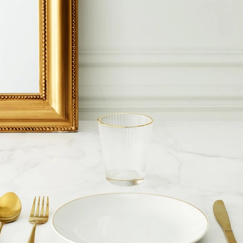 Szklanka Gold Edge Intesi 350ml nowoczesna szklanka do wody i napojów transparentna złota