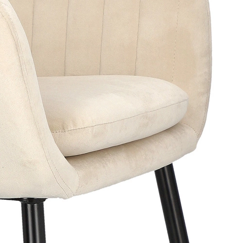 Krzesło tapicerowane welur Emilia Actona beżowe z podłokietnikami do jadalni nowoczesne