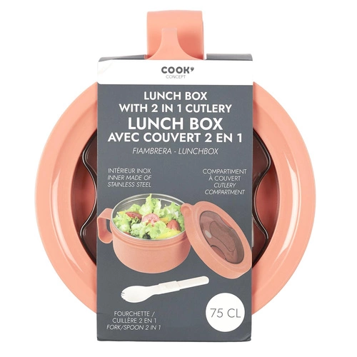 Okrągły Lunch box śniadaniówka pomarańczowy          