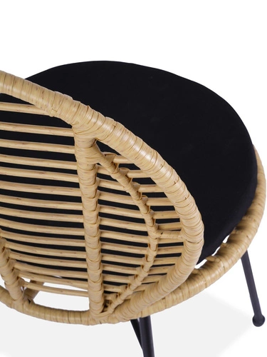 Krzesło Rotin boho rattanowe do jadalni i salonu na czarnej stalowej podstawie Intesi