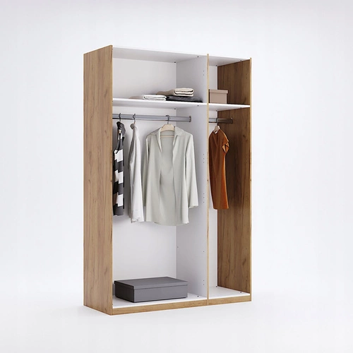 Szafa Lana 3-drzwiowa nowoczesna dąb szary z półkami i drążkiem do sypialni