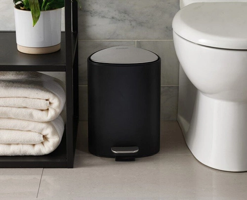 Joseph Joseph EasyStore kosz na śmieci do łazienki 5l czarny matowy z pedałem owalny