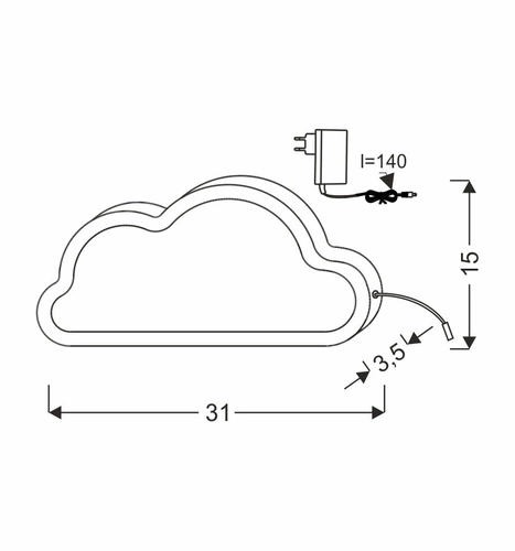 Lampka nocna LED Cloud niebieska do pokoju dziecka CANDELLUX LIGHTING MDF dekoracyjna