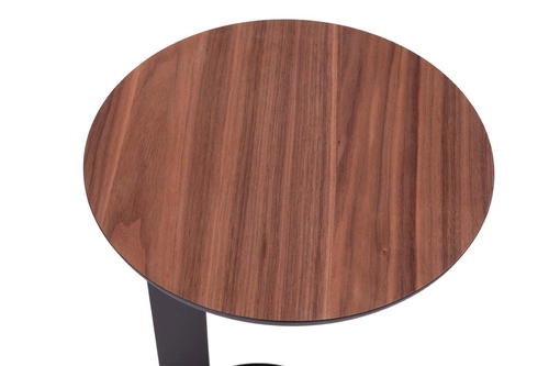 Stolik kawowy ODEN okrągły nowoczesny loftowy orzech amerykański 30 cm do salonu NORDIFRA