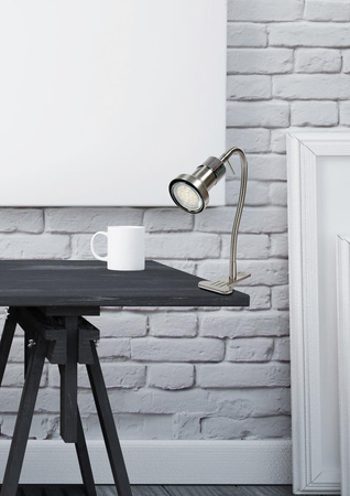 Lampa stołowa Arkon lampka klips 1x50W GU10 satyna nikiel+chrom bez żarówek