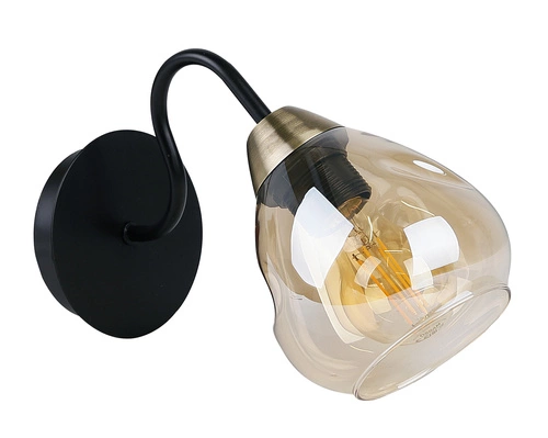 Kinkiet Unica lampa czarny+złoty 1x40W  E27 klosz dymiony