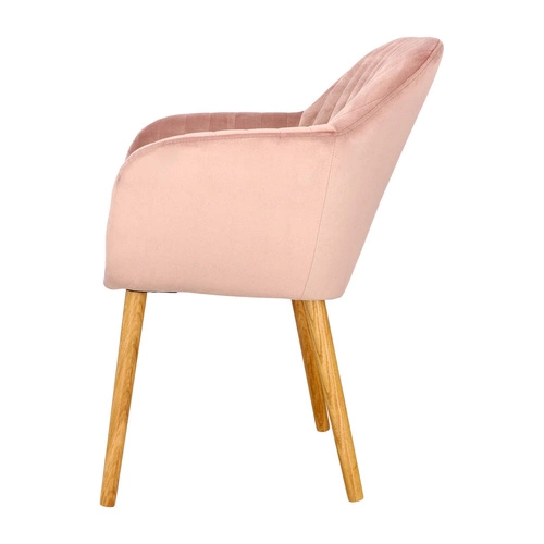 Krzesło do jadalni Emilia Actona welurowe różowe z podłokietnikami skandynawskie glamour