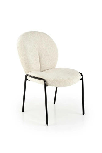 Krzesło tapicerowane Salome kremowe do jadalni nowoczesne skandynawskie z czarnymi nogami Intesi