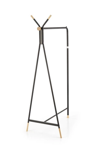 Velo czarny loftowy wieszak stojący do przedpokoju metalowo-drewniany na kurtki Intesi
