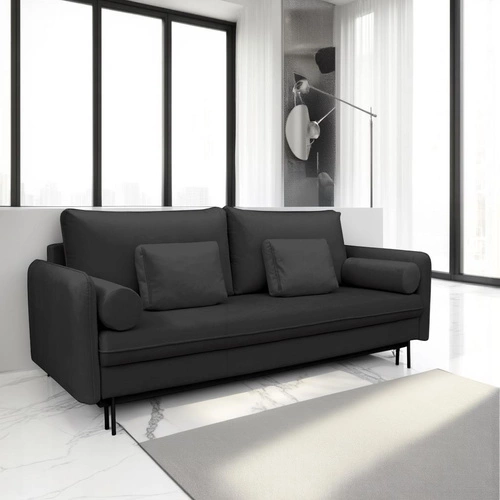 Sofa rozkładana Diana z funkcją spania i pojemnikiem, 3 osobowa, antracytowa, do salonu