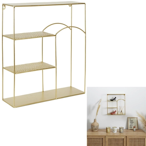 Półka ścienna metalowa Alia złoty na książki i dekoracje nowoczesna do salonu Intesi