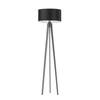 Lampa podłogowa trójnóg Miami czarna stojąca do salonu drewniana z abażurem personalizowana Lysne