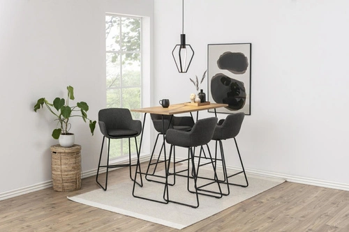 Hoker tapicerowany z oparciem Lisa Actona szary glamour do kuchni i jadalni 76 cm