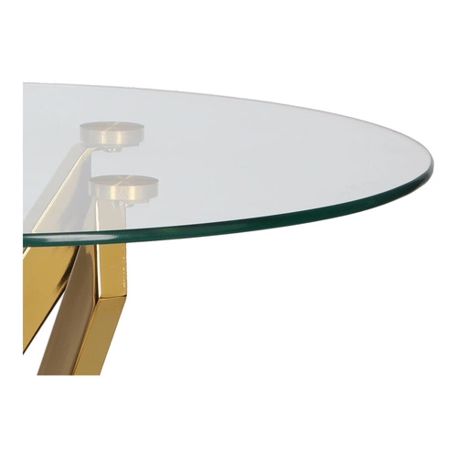 Stolik kawowy Amber okrągły szklany 60 cm transparentny złoty glamour do salonu Intesi